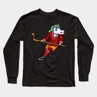 Unicorn Ice Hockey Ice Hockey Player Dab Gift Long Sleeve T-Shirt